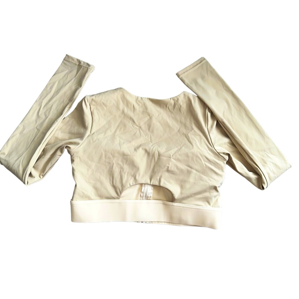 Sport bra top nude cropped long sleeve front zipper size S/M - Picture 5 of 7